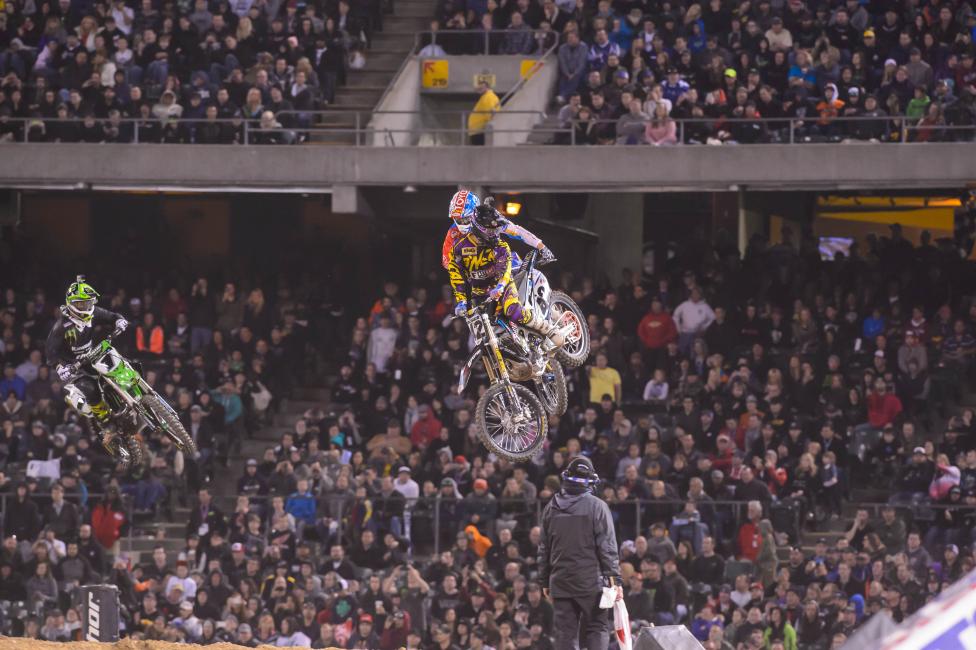 Vince Friese (42) was the surprise holeshot winner in Oakland.