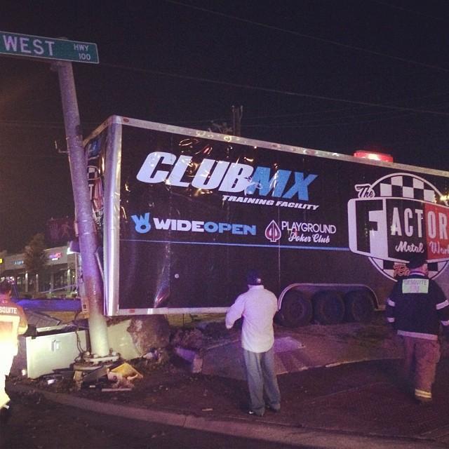 The Factory Metal Works/Club MX trailer following the accident.