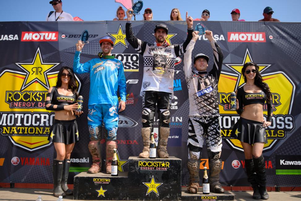 The MX2 overall podium in Canada.