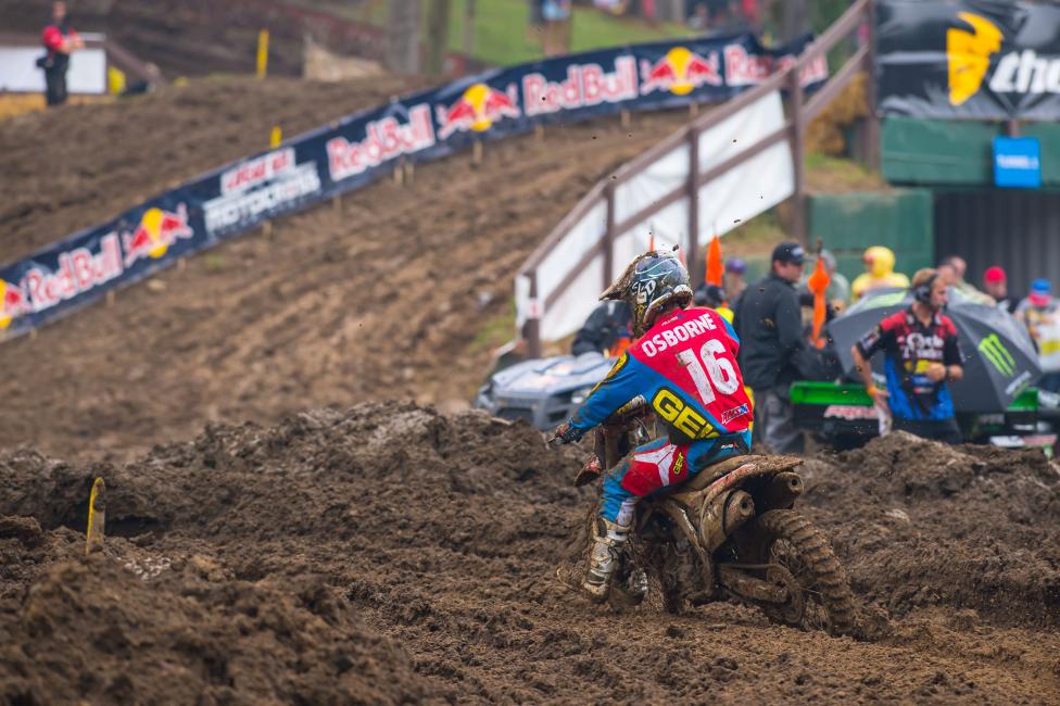 Zach Osborne and the GEICO Honda team struggled in the mud.