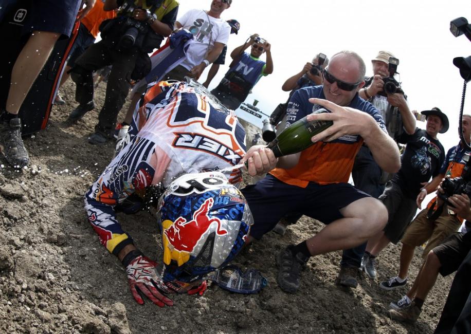 Tixier celebrates his first MX2 title.