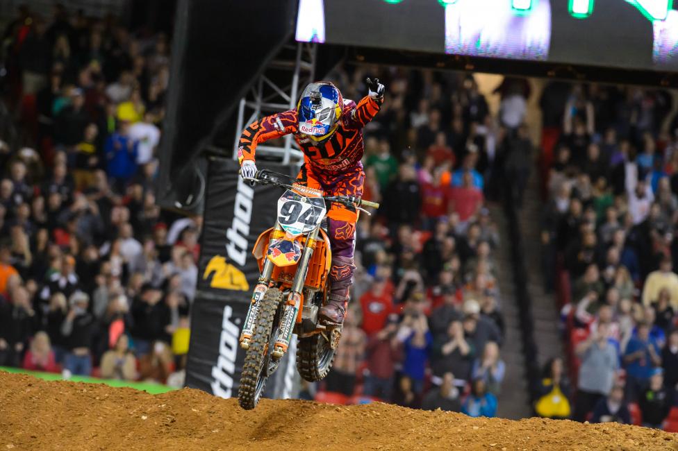 Ken Roczen won twice in his rookie 450SX season and finished third in points.