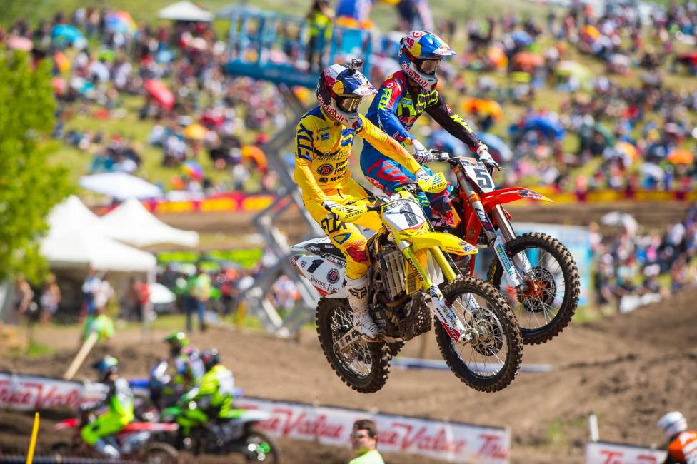 Dungey caught Roczen late in the first moto too.