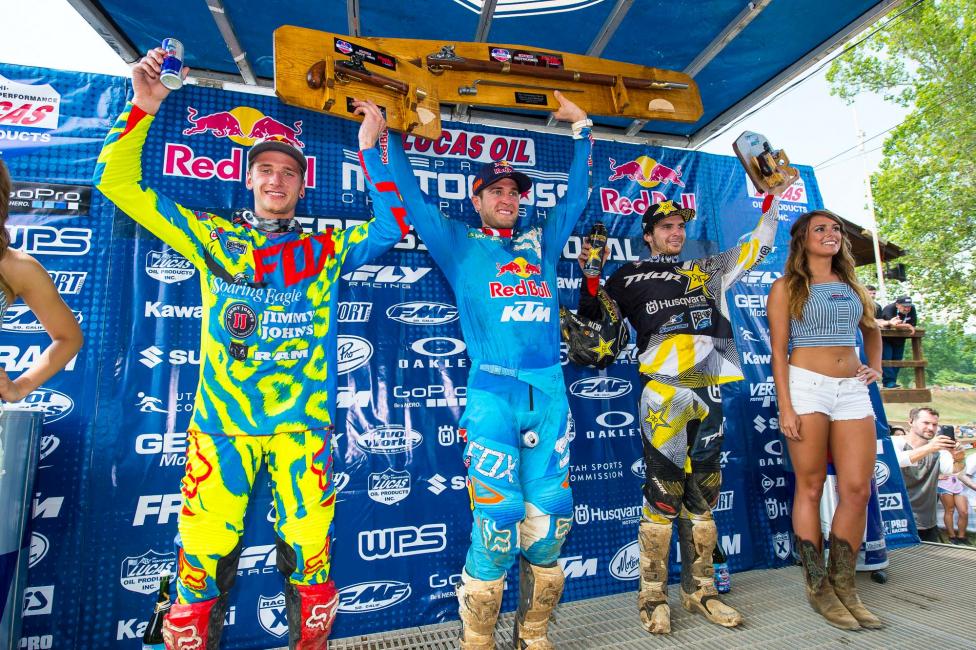 Ryan Dungey topped the 450MX podium, followed by Ken Roczen and Jason Anderson.