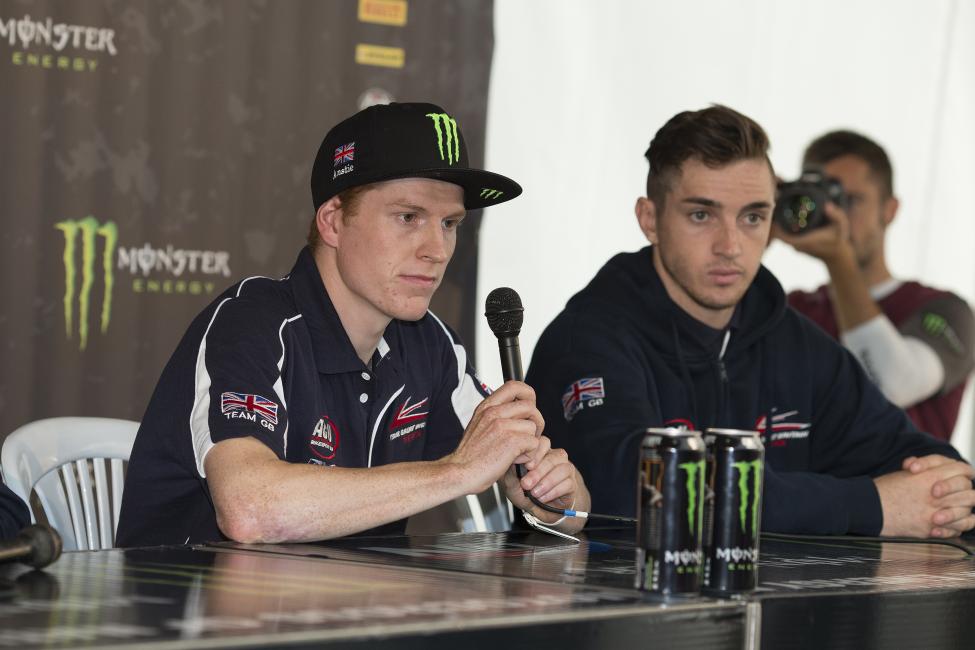 A luckless Anstie was landed on in the MX2 heat and will be out for the event. Dean Wilson (right) ran up a solid score for the Brits to get them into tomorrow's show, but with Shaun Simpson also banged up from today, Dean's nearly on his own.