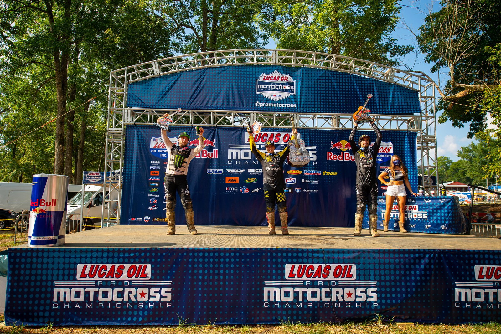 The 450 Class overall podium at the Ranch.