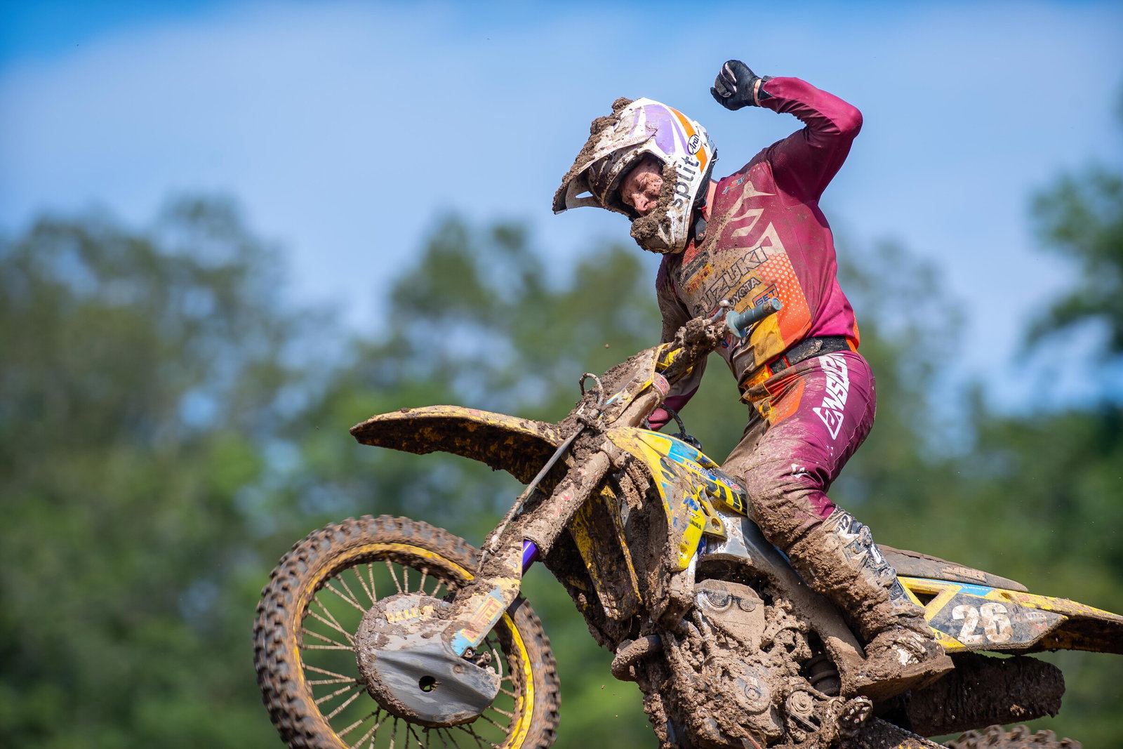 Alex Martin took the win in the second 250 moto without goggles.