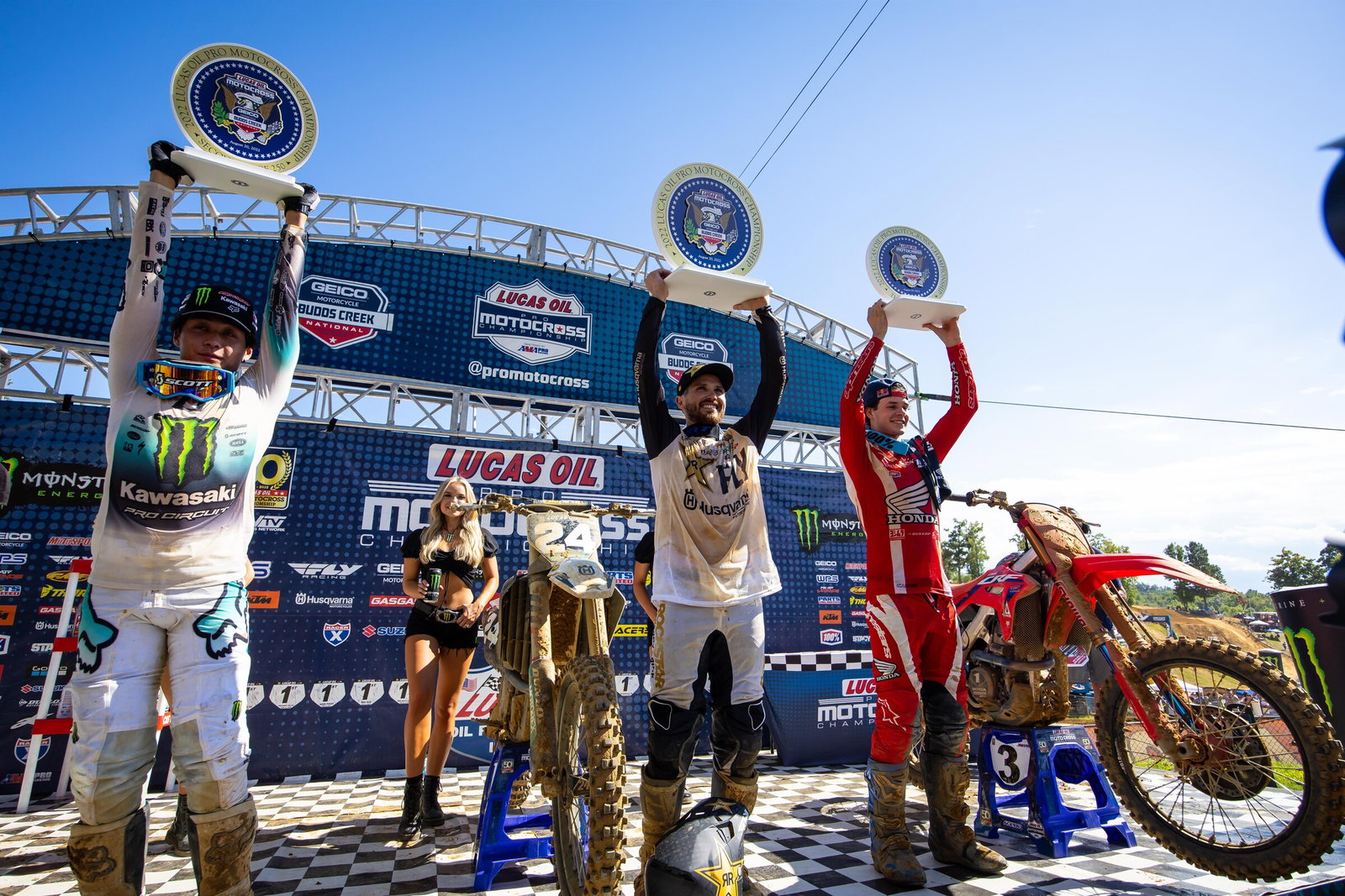 The 250 Class overall podium at the Budds Creek National.