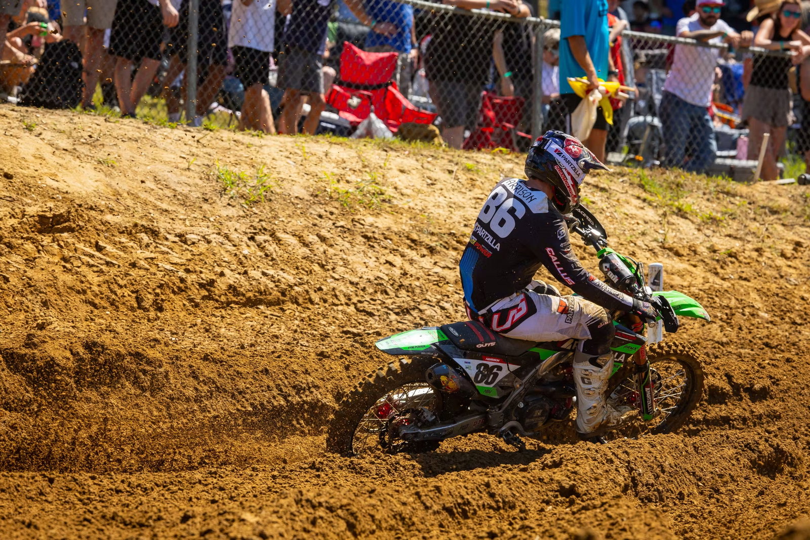 In 2025 (here as #86), Mitchell Harrison was chasing Justin Hill for the final transfer spot into the 450SMX Playoffs.
