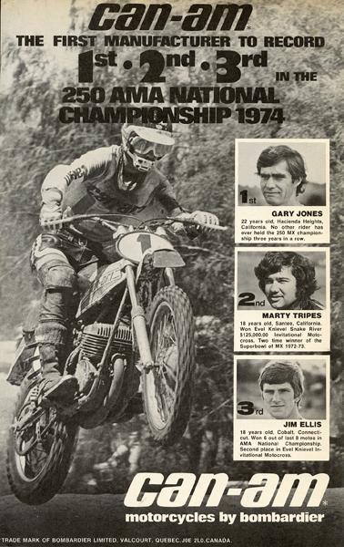 After hiring Marty Tripes at the last second, Can-Am could boast a 1-2-3 in the '74 250 Nationals.