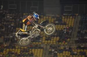 Mike Jones has probably the best attendance record at Montreal. After racing the event in the 90’s, Jones is now a regular in the freestyle contest. “Mad Mike” earned his nickname this year by wearing a blindfold over the big double. 