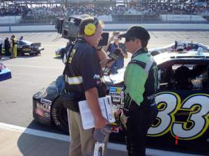RC being interviewed before the race by NASCAR's MRN Radio.
