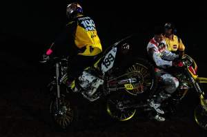 Chad Reed (right) and James Stewart were thoroughly entertained by Pastrana and his antics.