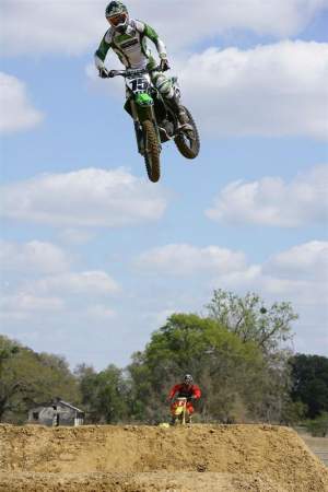 Tim practicing at Chad Reed's house.