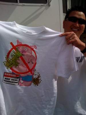 Check out the T-shirt the Thor guys made up in honor of Simon Cudby's surviving a trip to Mexico this week.