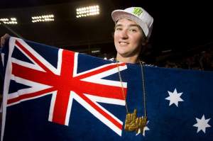 Bilko waves the flag proudly for Australia.