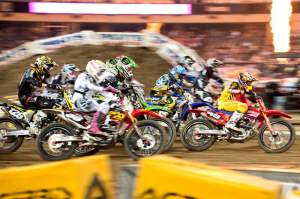 Wil Hahn (49) getting his first-ever holeshot at Anaheim 3.