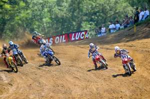 Kevin Windham (14) grabs the opening-moto holeshot at Millville.