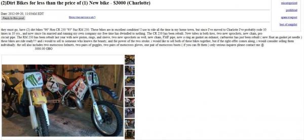 free dirt bikes on craigslist