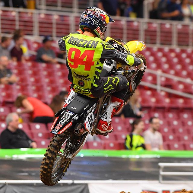 Ken Roczen had a fast lap going at the very end but was held up slightly a few turns from the finish line.