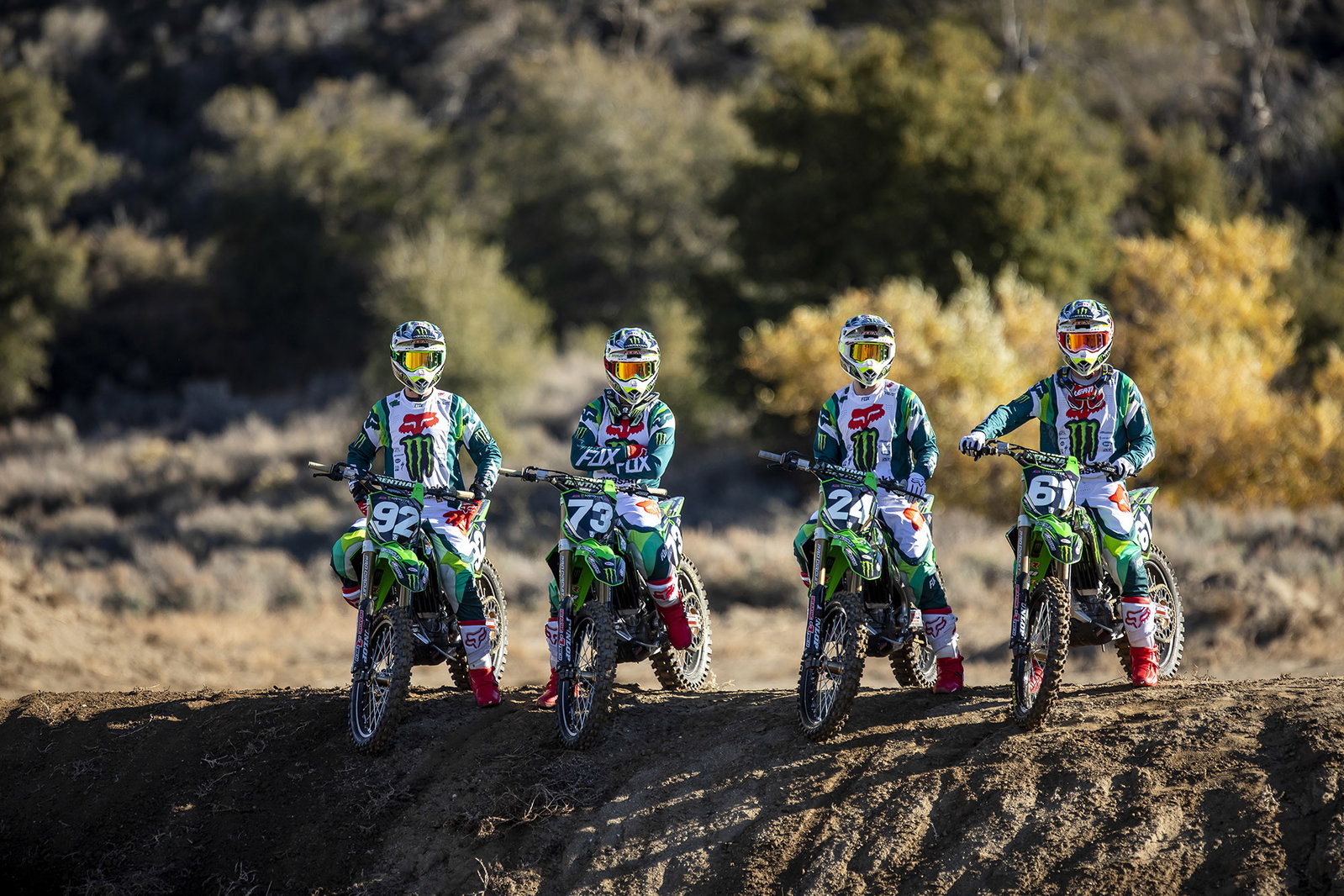 The 2019 Monster Energy/Pro Circuit Kawasaki squad.
