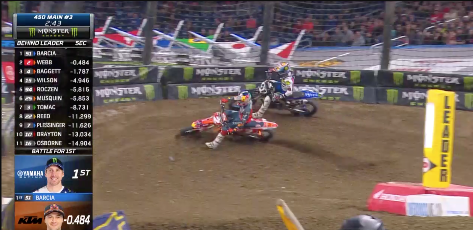A key for Webb was that once he got inside, he went just slow enough to keep Barcia stuck on his outside--leaving Barcia no room to cut back underneath in this bowl turn.