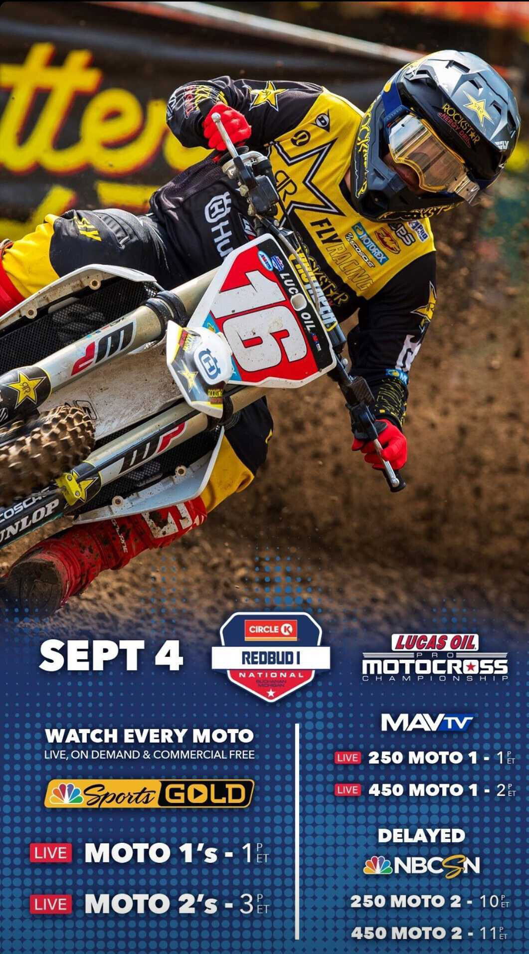 The 2020 RedBud 1 National broadcast/streaming schedule.