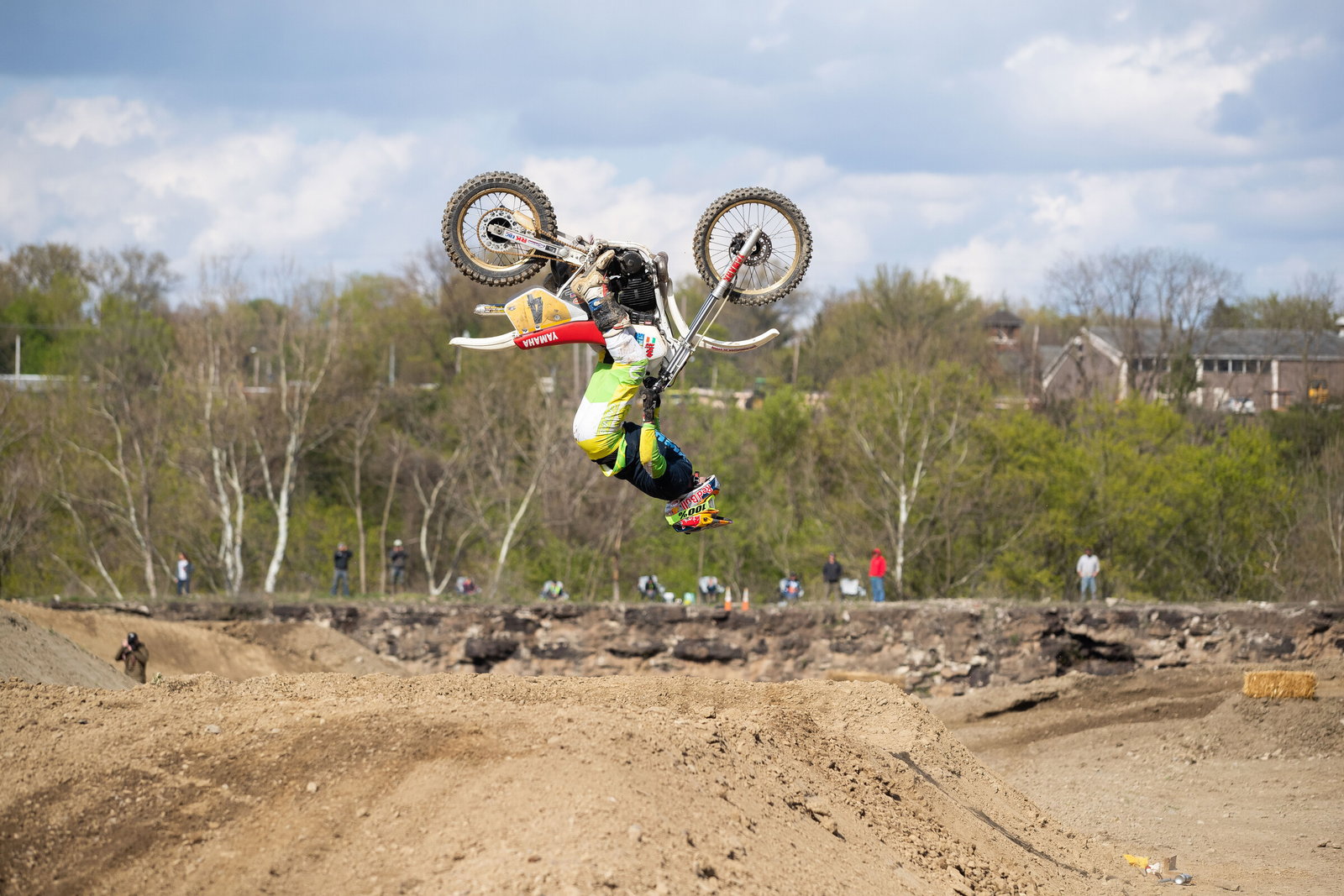 Travis Pastrana backflipping a 1987 Yamaha YZ490.