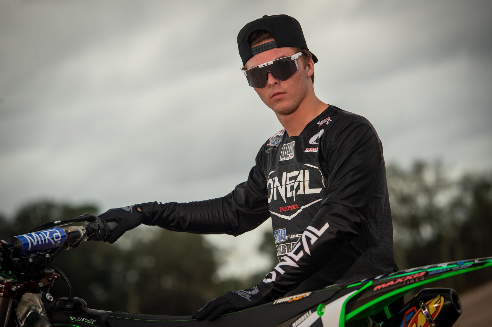 Justin Rodbell in his SGB Racing/Maxxis/Babbitt&rsquo;s Kawasaki KX450.