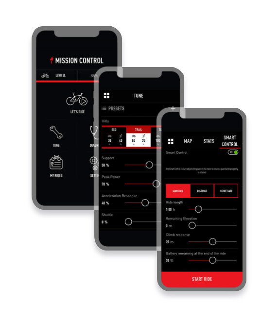 The Specialized Mission Control app enables the user to fine tune the power assist from the engine on both the Levo SL and the Levo. But it is not a necessity for the bikes to function.