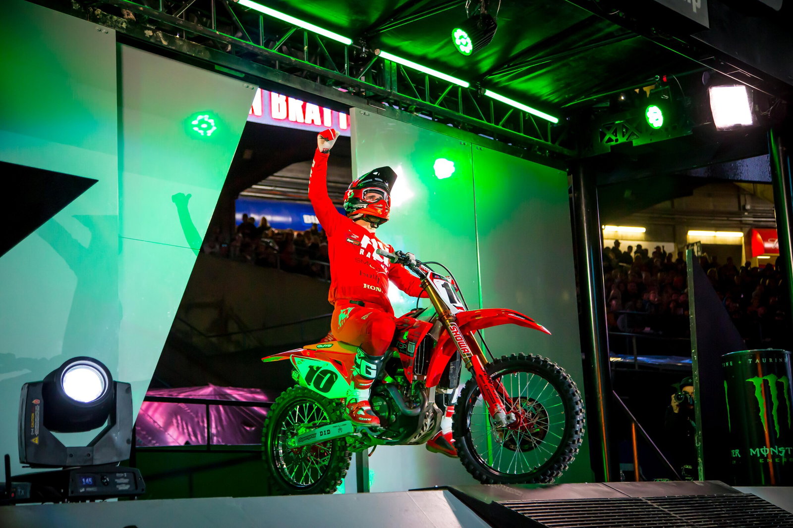 Justin Brayton in 2019 Monster Energy AMA Supercross as a member of the SmarTop/Bullfrog Spas/MotoConcepts Honda team.