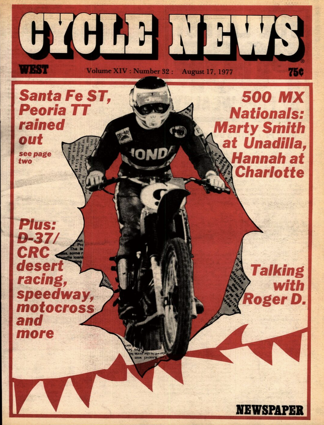Marty Smith on the cover of&nbsp;Cycle News.