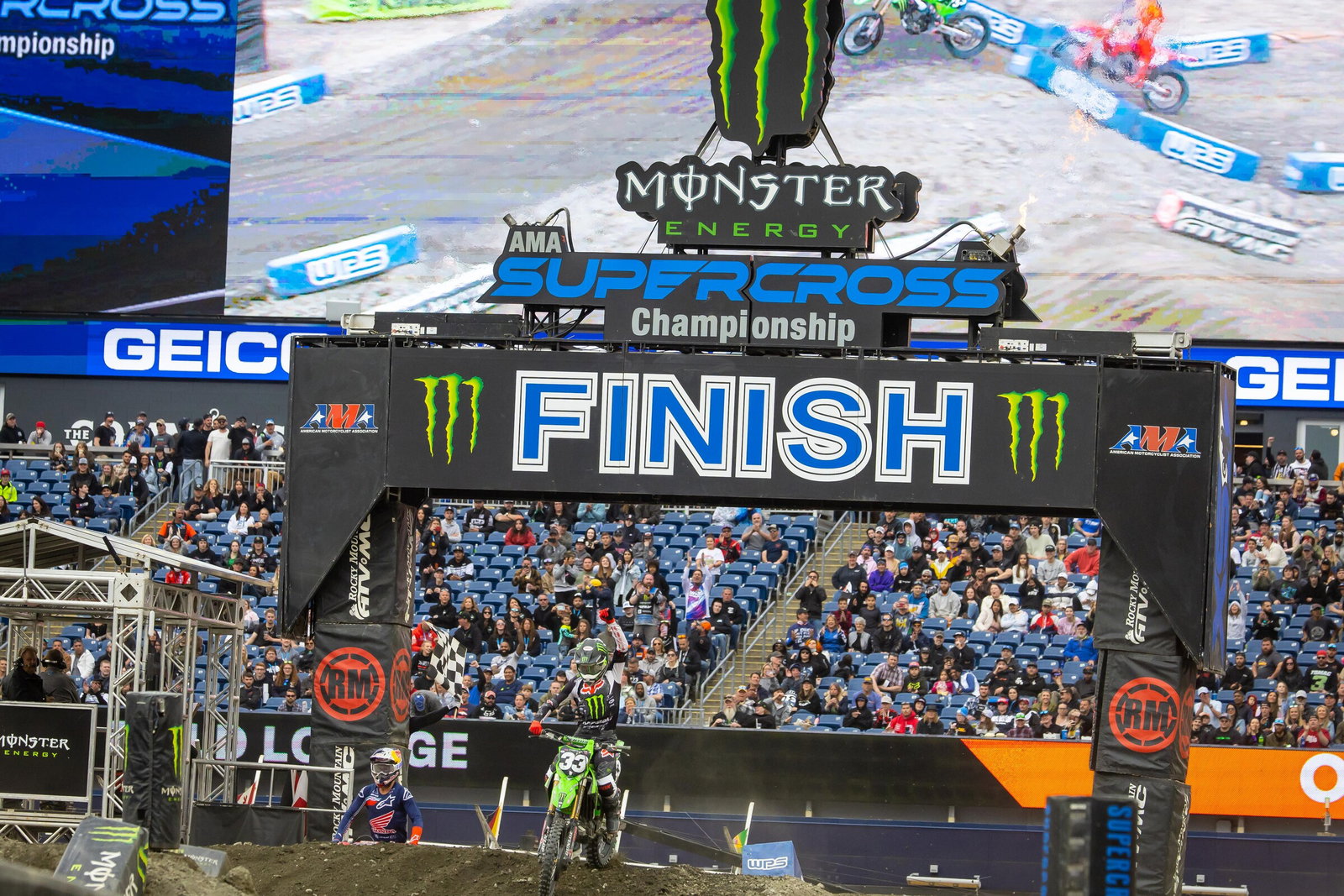 Forkner winning the 2022 Foxborough SX as #33.&nbsp;