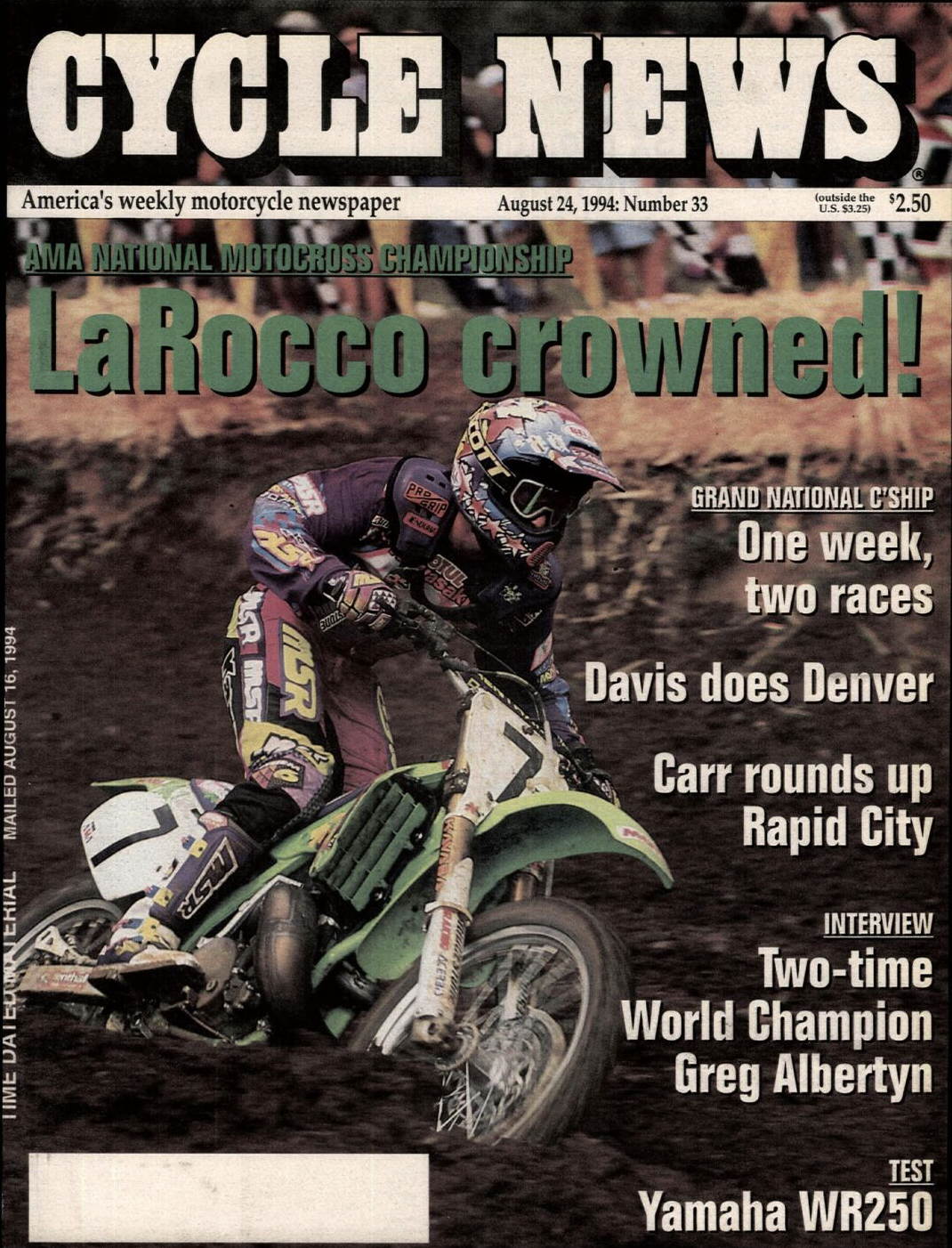 Mike LaRocco on the cover of Cycles News.