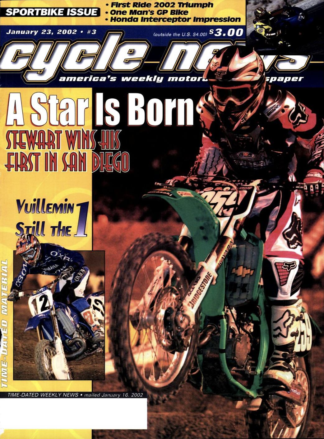 James Stewart on the cover of Cycle News.