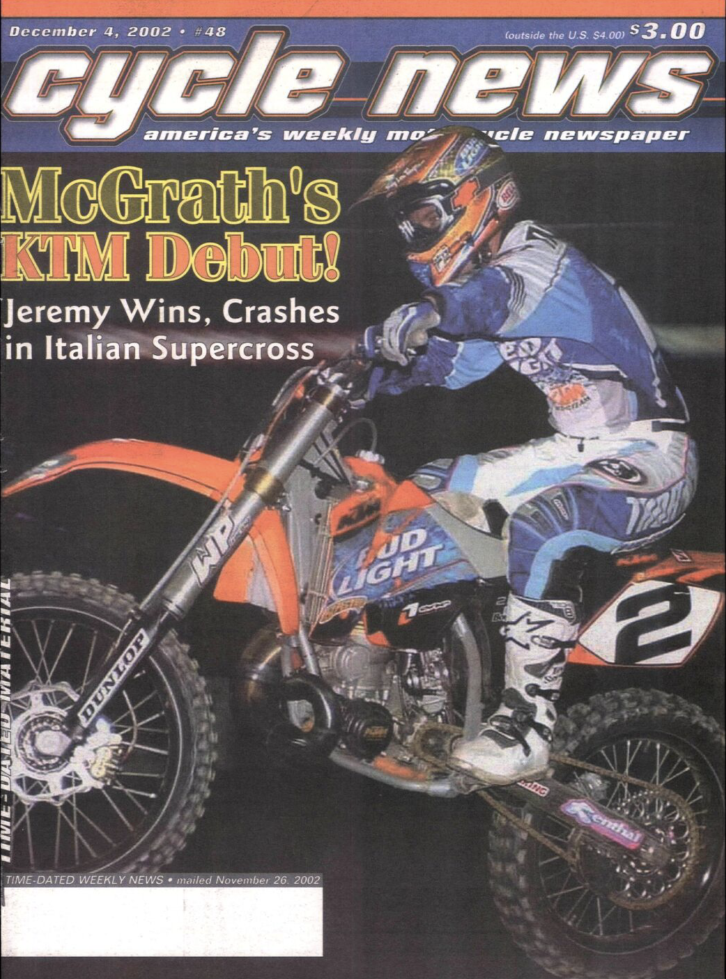 McGrath on the cover of Cycle News.