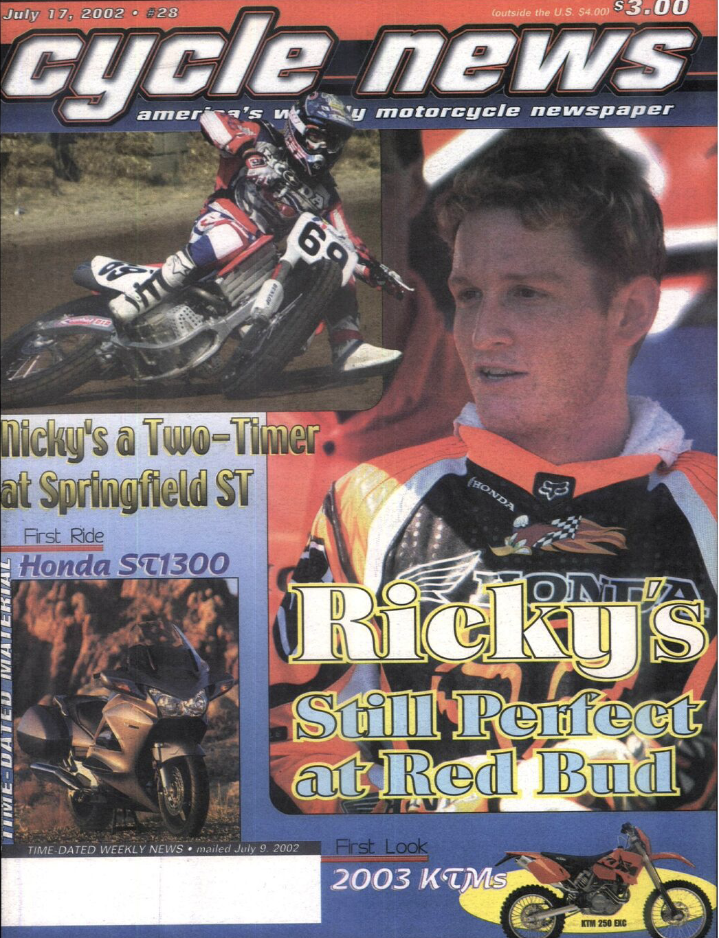 Cycle News cover featuring Ricky Carmichael.