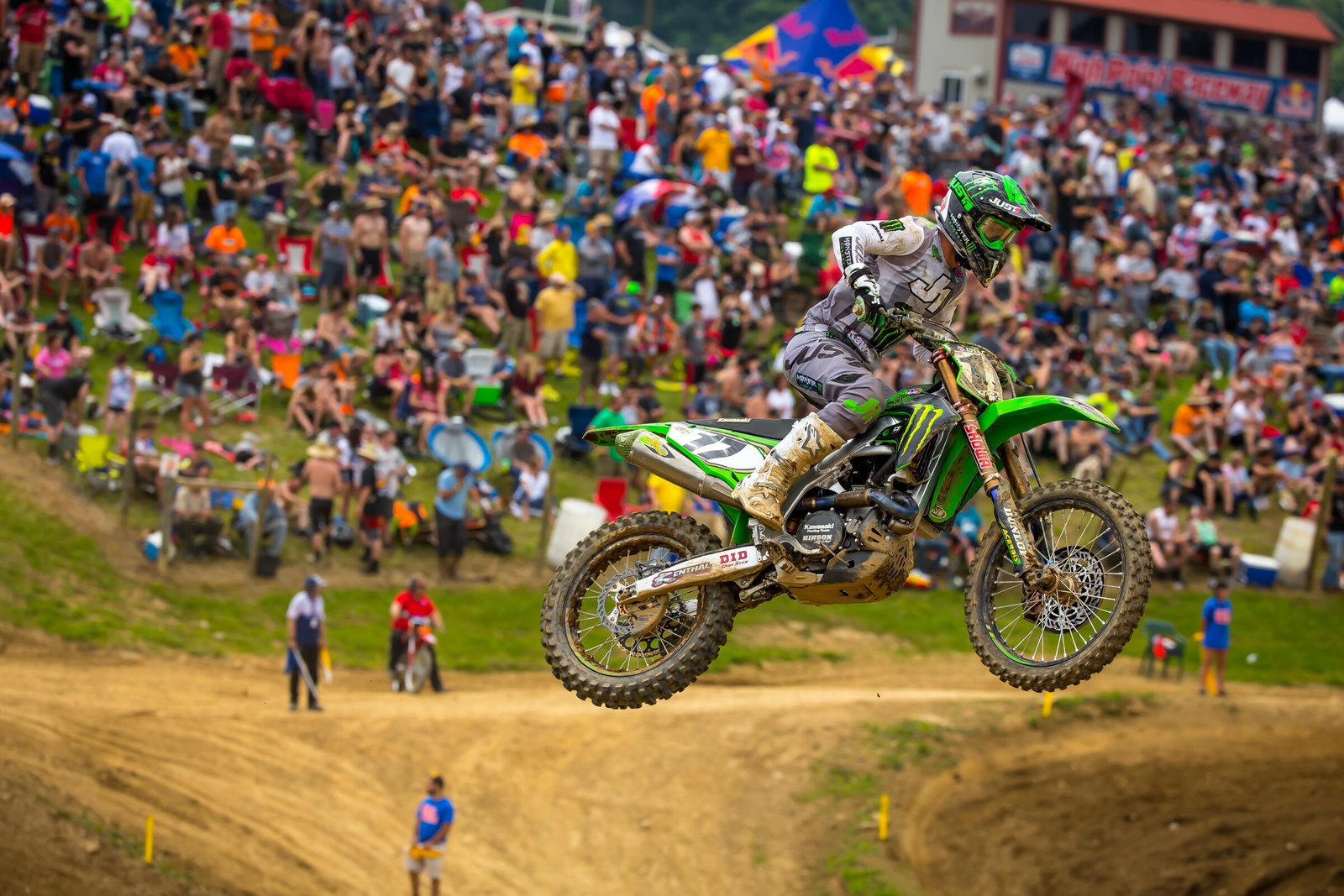 Joey Savatgy on Monster Energy Kawasaki during his rookie 450 season in 2019.