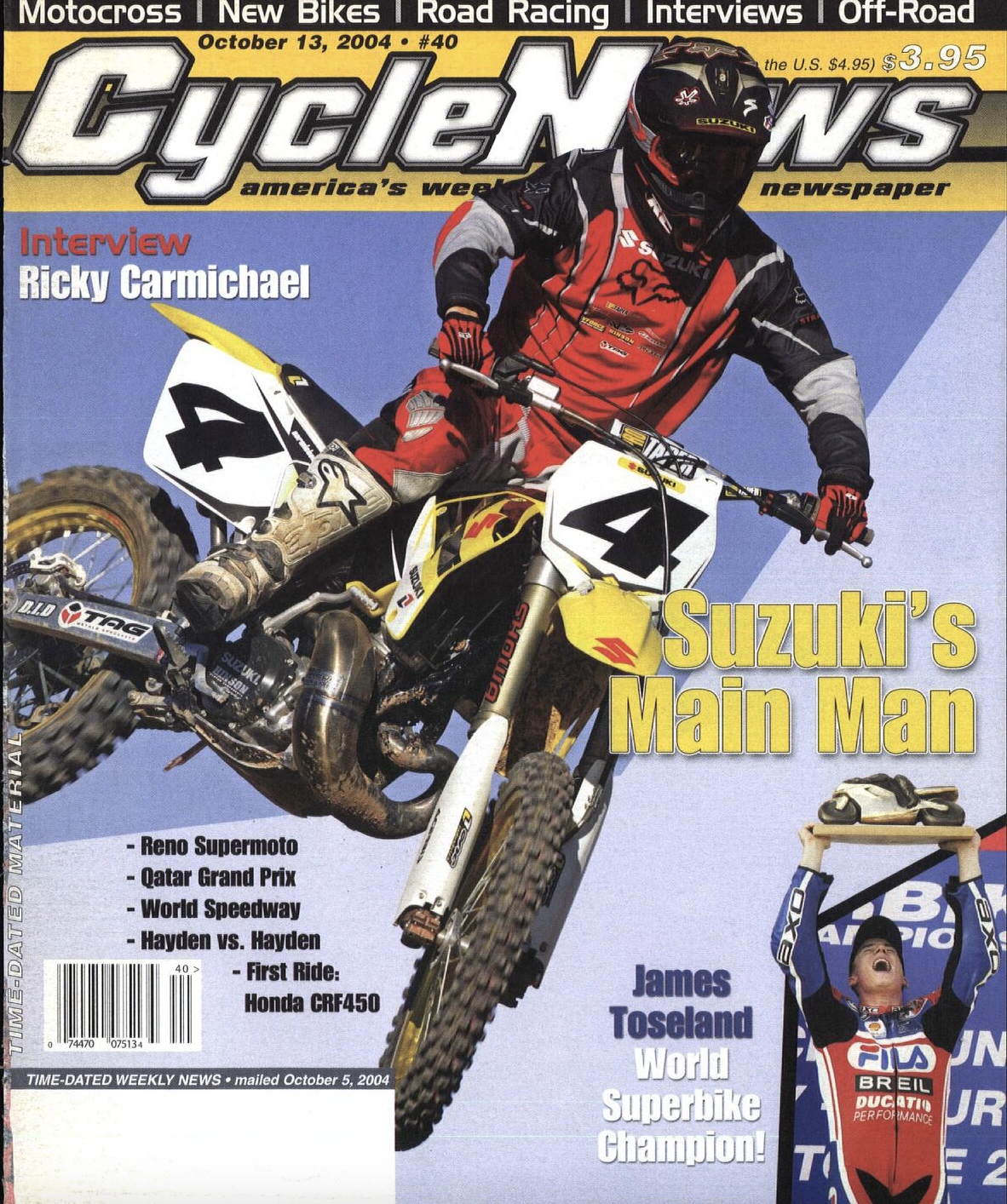 Ricky Carmichael on the cover of Cycle News.
