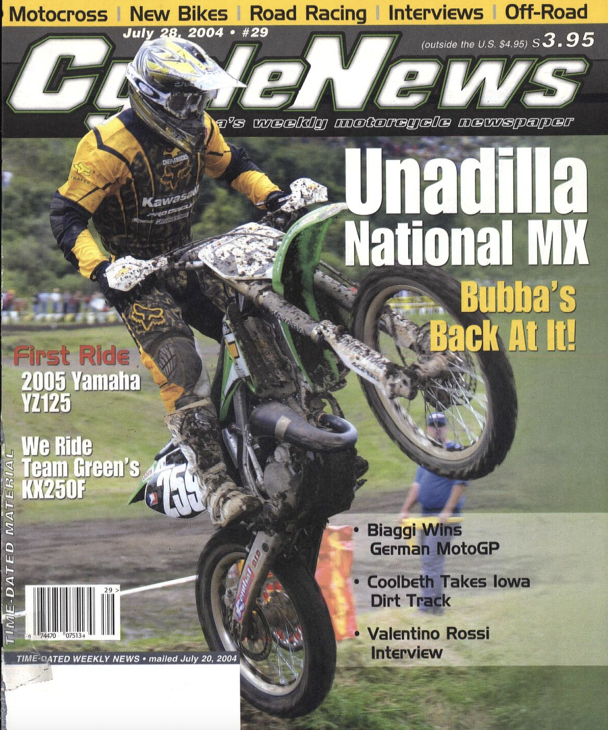 James Stewart on the cover of Cycle News.
