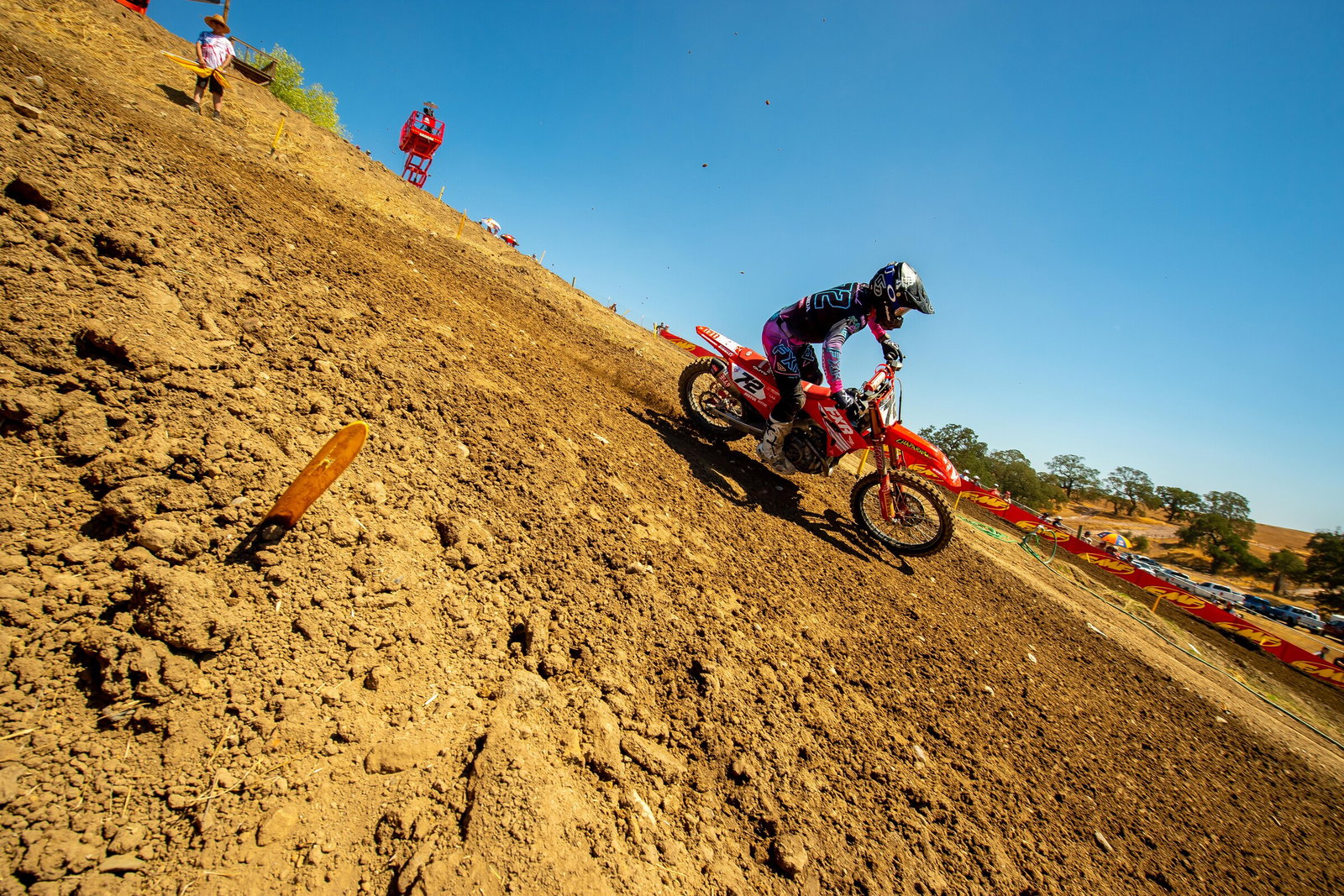 Coty Schock navigating a downhill section at the 2021 Hangtown Motocross Classic.