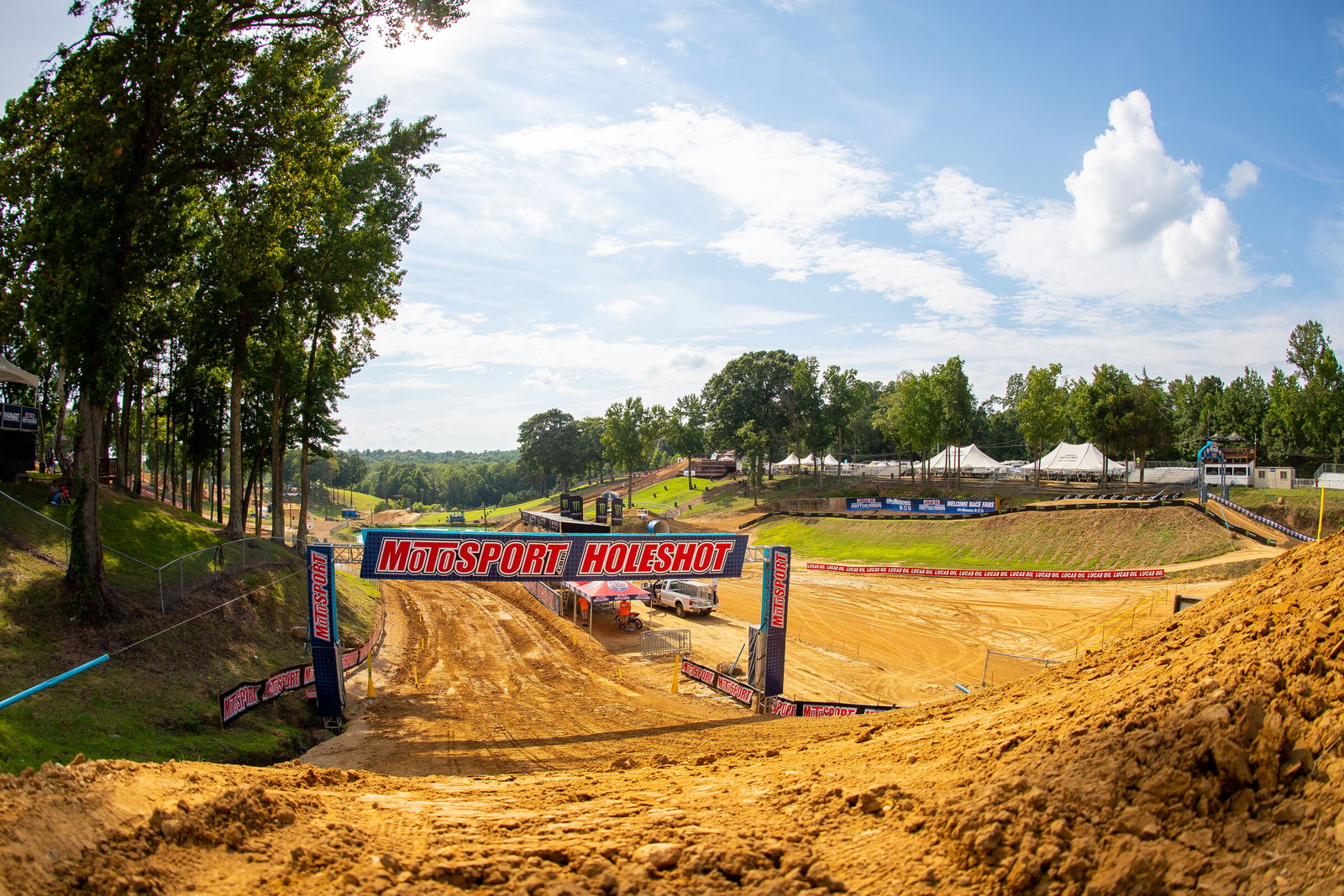 The holeshot stripe at Budds Creek Motocross Park in Mechanicsville, Maryland.