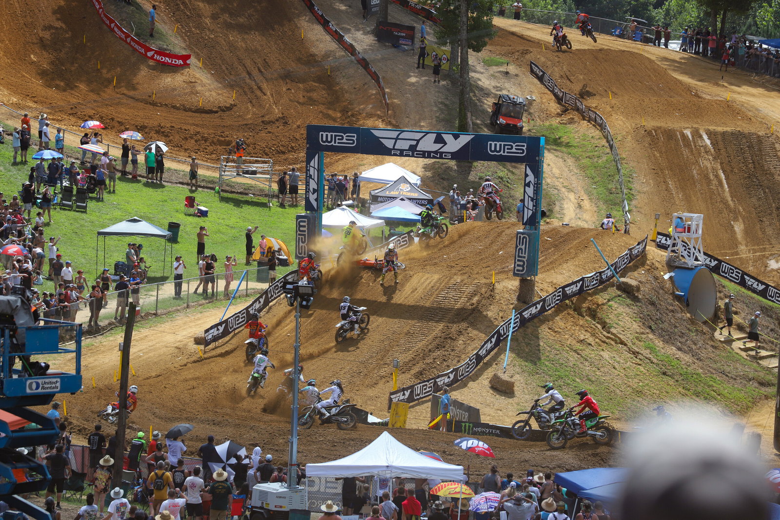Antonio Cairoli's KTM 450 SX-F on the ground on the first lap. He finished the race in 19th.