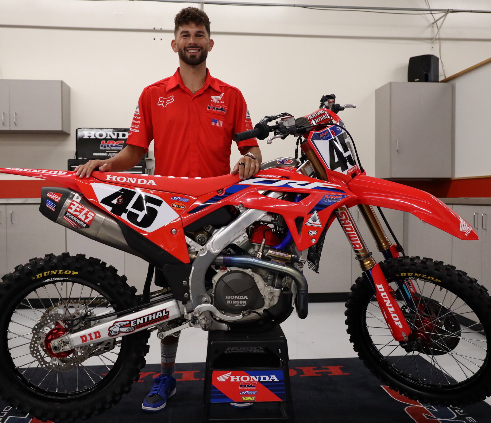 Colt Nichols with his ride for 2023 Monster Energy AMA Supercross.