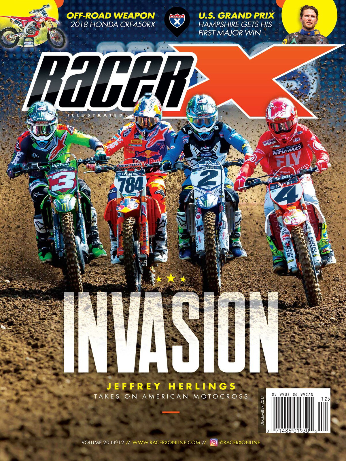 The December 2017 issue of Racer X Illustrated.&nbsp;