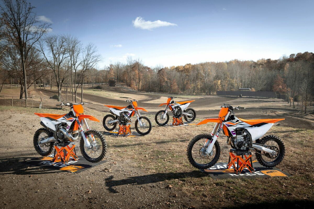 Yes, KTM still offers a full range of two and four-stroke motocross bikes.