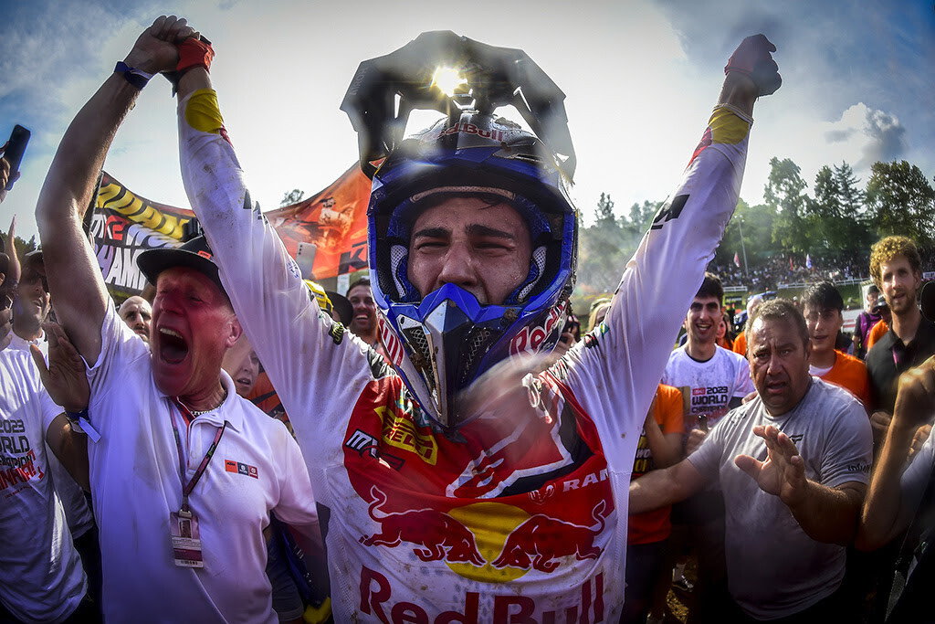 Andrea Adamo's 2023 MX2 World Championship celebration.