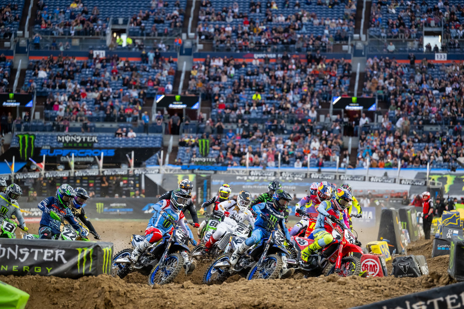 Things were looking good for Eli Tomac early in the main event until he went down and strained his thumb.