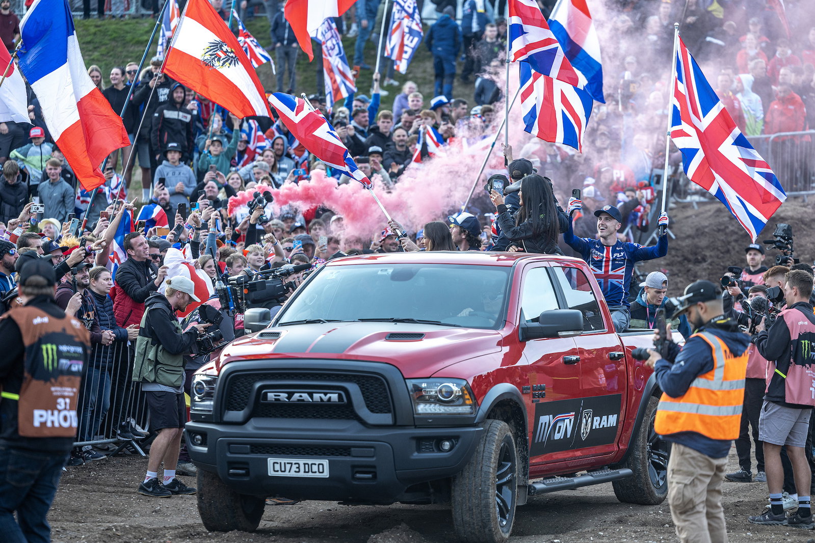 Team GB has the home crowd fired up. Max Anstie was briefly up to second and had the crowd going in the MX2 moto. He ended up fourth.