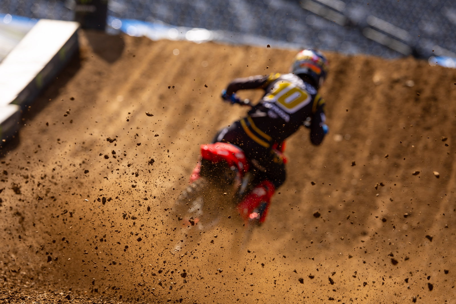 The racing surface was loose in places in East Rutherford.
